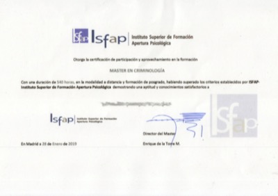 Máster en Criminología — ISFAP